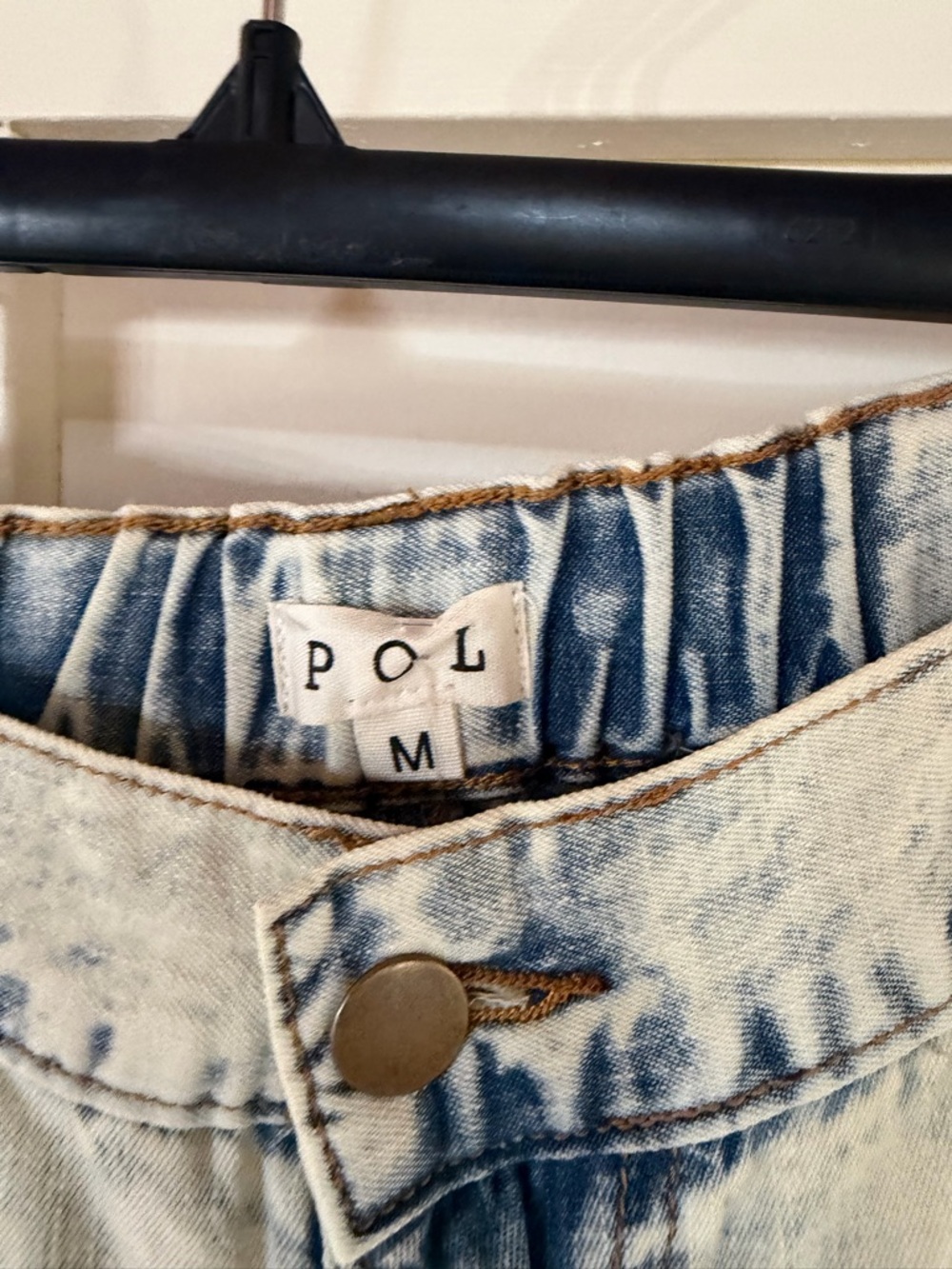 POL acid wash denim skirt - blue and cream